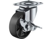 ユーエイ/プレート式 自在 キャスター 黒ナイロン 車輪径75mm ストッパー付き Sタイプ SG-S型 取付寸法55×42 SG-75BNS