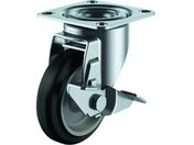 ユーエイ/プレート式 自在 キャスター グレーゴム 車輪径100mm ストッパー付き Jタイプ RJ2-S型 取付寸法71×71 68×68 RJ2-100NRPS-G