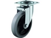 ユーエイ/プレート式 自在 キャスター グレーゴム 車輪径125mm Jタイプ RJ2型 取付寸法80×80 75×75 RJ2-125NWR-G