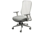 Netforce/シースルーチェア 肘付き ホワイトフレーム/ストーングレー