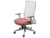 Netforce/シースルーチェア 肘付き ホワイトフレーム/ダリアレッド