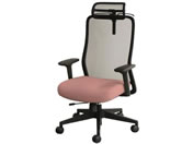 Netforce/シースルーチェア 肘・ヘッド・ハンガー付 ブラック/ダリアレッド