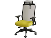 Netforce/シースルーチェア 肘・ヘッド・ハンガー付 ブラック/ミモザイエロー