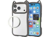 エレコム/iPhone17Pro ケース 猫耳 スモーキー/PM-A25CFCCATCH