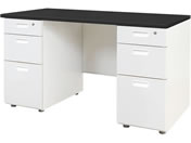 Netforce/NUTS(ナッツ) 両袖机 3+3段 W1200×D600 BK*WH