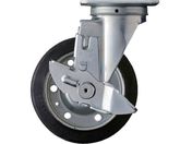ハンマー/旋回式ゴム車輪 ローラーベアリング 150mm ストッパー付 413S-RB150