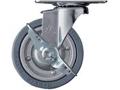 ハンマー/プレート式キャスター 自在 ストッパー付 ゴム車輪 スチールホイール 100mm Eシリーズ 415E-PR100