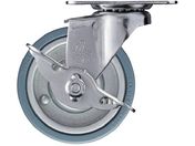 ハンマー/プレート式キャスター 自在 ストッパー付 ゴム車輪 スチールホイール 75mm Eシリーズ 415E-PR75