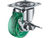 ユーエイ/プレート式 自在 キャスター 緑ポリカーボネート 車輪径50mm ストッパー付き Gタイプ G-S型 取付寸法46×35 G-50PCS-G