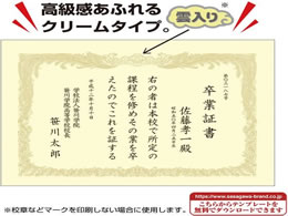 タカ印 OA賞状用紙 B4 縦書 クリーム 業務用 100枚 10-1177