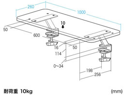 サンワサプライ クランプ式机上ラック W1000 MR-LC306BK | Forestway