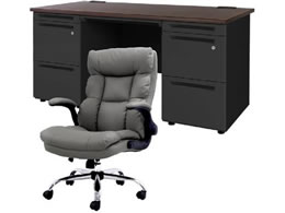 Netforce �f�X�N�`�F�A�Z�b�g ����3�i W1400 �����f�X�N+�`�F�A ���~�O���[ LRD147BKDBRGY33