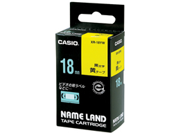 カシオ ネームランド スタンダード 18mm 黄 黒文字 XR-18YW