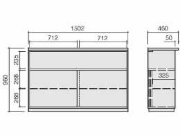 コクヨ ユニット型LD2 ハイカウンター 引戸中棚付 W1500