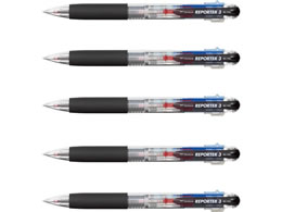 トンボ鉛筆 3色ボールペン リポーター3 軸色クリア 5本 | Forestway