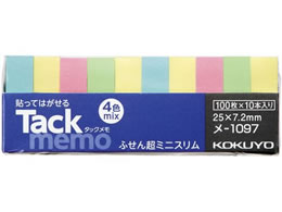 コクヨ タックメモ 付箋タイプ 25×7.2 4色 100枚×10本 メ-1097