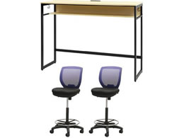 Netforce �n�C�f�X�N1��+�n�C�`�F�A2�r �Z�b�g ��1500mm �L���X�^�[�r �f�X�N�`�F�A BK�~NA �`�F�A NV HD1545CRH12BNNV