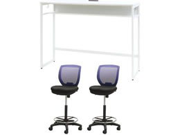 Netforce �n�C�f�X�N1��+�n�C�`�F�A2�r �Z�b�g ��1500mm �L���X�^�[�r �f�X�N�`�F�A WH�~WH �`�F�A NV HD1545CRH12WWNV
