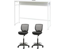 Netforce �n�C�f�X�N1��+�n�C�`�F�A2�r �Z�b�g ��1500mm �L���X�^�[�r �f�X�N�`�F�A WH�~WH �`�F�A GY HD1545CRH12WWGY