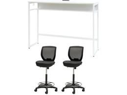 Netforce �n�C�f�X�N1��+�n�C�`�F�A2�r �Z�b�g ��1500mm �L���X�^�[�r �f�X�N�`�F�A WH�~WH �`�F�A BK HD1545CRH12WWBK