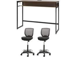 Netforce �n�C�f�X�N1��+�n�C�`�F�A2�r �Z�b�g ��1500mm �L���X�^�[�r �f�X�N�`�F�A BK�~WN �`�F�A GY HD1545CRH12BWGY