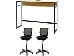 Netforce �n�C�f�X�N1��+�n�C�`�F�A2�r �Z�b�g ��1500mm �Œ�r �L���X�^�[�r �f�X�N�`�F�A BK�~NA �`�F�A BK HD1545CRHFLBNBK