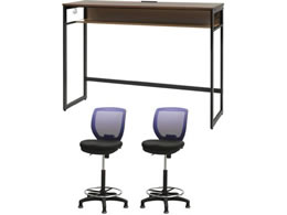 Netforce �n�C�f�X�N1��+�n�C�`�F�A2�r �Z�b�g ��1500mm �Œ�r �L���X�^�[�r �f�X�N�`�F�A BK�~WN �`�F�A NV HD154-CRHFLBWNV