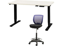 Netforce ���~�f�X�N1��+�n�C�`�F�A1�r �Z�b�g ��1200mm �L���X�^�[�r �f�X�N�`�F�A BK�~WH �`�F�A NV AJE1260CRH1BWNV