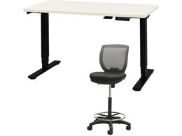 Netforce ���~�f�X�N1��+�n�C�`�F�A1�r �Z�b�g ��1200mm �L���X�^�[�r �f�X�N�`�F�A BK�~WH �`�F�A GY AJE1260CRH1BWGY