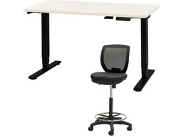 Netforce ���~�f�X�N1��+�n�C�`�F�A1�r �Z�b�g ��1200mm �L���X�^�[�r �f�X�N�`�F�A BK�~WH �`�F�A BK AJE1260CRH1BWBK