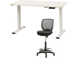 Netforce ���~�f�X�N1��+�n�C�`�F�A1�r �Z�b�g ��1200mm �Œ�r �L���X�^�[�r �f�X�N�`�F�A WH�~WH �`�F�A GY AJ1260CRHFLWWGY