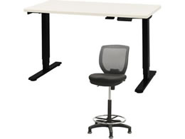 Netforce ���~�f�X�N1��+�n�C�`�F�A1�r �Z�b�g ��1200mm �Œ�r �L���X�^�[�r �f�X�N�`�F�A BK�~WH �`�F�A GY AJ1260CRHFLBWGY