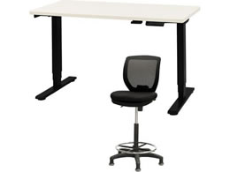 Netforce ���~�f�X�N1��+�n�C�`�F�A1�r �Z�b�g ��1200mm �Œ�r �L���X�^�[�r �f�X�N�`�F�A BK�~WH �`�F�A BK AJ1260CRHFLBWBK