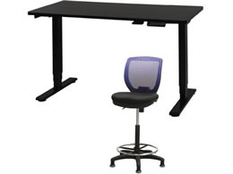 Netforce ���~�f�X�N1��+�n�C�`�F�A1�r �Z�b�g ��1200mm �Œ�r �L���X�^�[�r �f�X�N�`�F�A BK�~BK �`�F�A NV AJ1260CRHFLBBNV
