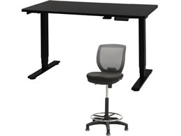 Netforce ���~�f�X�N1��+�n�C�`�F�A1�r �Z�b�g ��1200mm �Œ�r �L���X�^�[�r �f�X�N�`�F�A BK�~BK �`�F�A GY AJ1260CRHFLBBGY