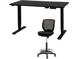Netforce ���~�f�X�N1��+�n�C�`�F�A1�r �Z�b�g ��1200mm �Œ�r �L���X�^�[�r �f�X�N�`�F�A BK�~BK �`�F�A BK AJ1260CRHFLBBBK