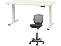 Netforce ���~�f�X�N1��+�n�C�`�F�A1�r �Z�b�g ��1400mm �L���X�^�[�r �f�X�N�`�F�A WH�~WH �`�F�A GY AJE1470CRH1WWGY