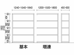 コクヨ 中軽量ラック 増連 W1200×D450×H1800 MA-6455CN | Forestway