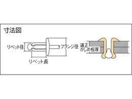 エビ 高強度ブラインドリベット Sボルト(皿頭) Φ6.4／板厚12.0mm (250