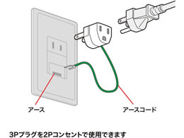 サンワサプライ 3P→2P変換アダプタ 3P・1個口 TAP-AD1N | Forestway