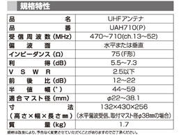 DXアンテナ 家庭用 UHFアンテナ 強電界・中電界地用 UAH710(P)【通販