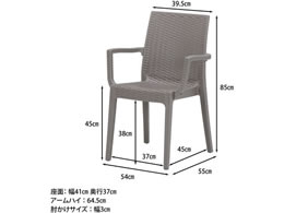 不二貿易 ステラ チェア 肘付 グレー 2脚セット 49913 | Forestway