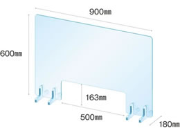 飛沫防止アクリルパーテーション 5mm厚 900×600mm 窓有 NCW-3