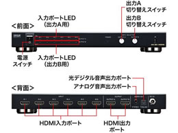 サンワサプライ HDMI切替器 6入力2出力・マトリックス切替機能付き