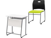 Netforce/学習机セット 勉強机 W650 WH+ラップスタッキングチェア BK×GN/GD6545S3WH-BKGN