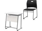 Netforce/学習机セット 勉強机 W650 WH+ラップスタッキングチェア BK×BK/GD6545S3WH-BKBK