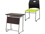 Netforce/学習机セット 勉強机 W650 BR+ラップスタッキングチェア BK×GN/GD6545S3BR-BKGN