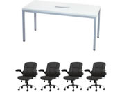 Netforce/��c�e�[�u��1��+�G�O�[�N�e�B�u�`�F�A4�r�Z�b�g 4�l�p��c�Z�b�g W1500 �z���C�g�~�`�F�A�u���b�N/GLM1575HS10SWBK