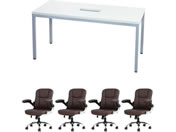Netforce/��c�e�[�u��1��+�G�O�[�N�e�B�u�`�F�A4�r�Z�b�g 4�l�p��c�Z�b�g W1500 �z���C�g�~�`�F�A�u���E��/GLM1575HS10SWBR