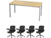 Netforce/��c�e�[�u��1��+�G�O�[�N�e�B�u�`�F�A4�r�Z�b�g 4�l�p��c�Z�b�g W1500 �i�`�������~�`�F�A�u���b�N/GLM1575HS10SNBK